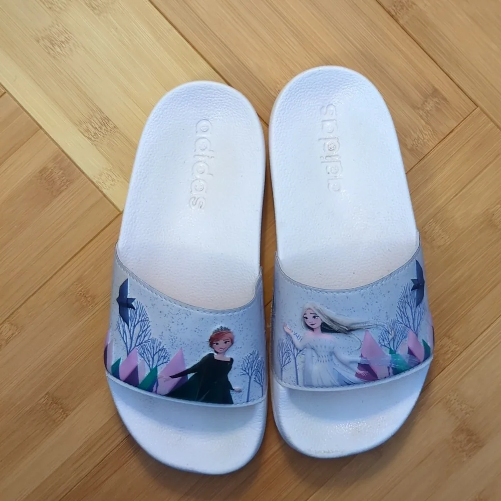 Adidas Kids Frozen Slide Sandals - White and Purple